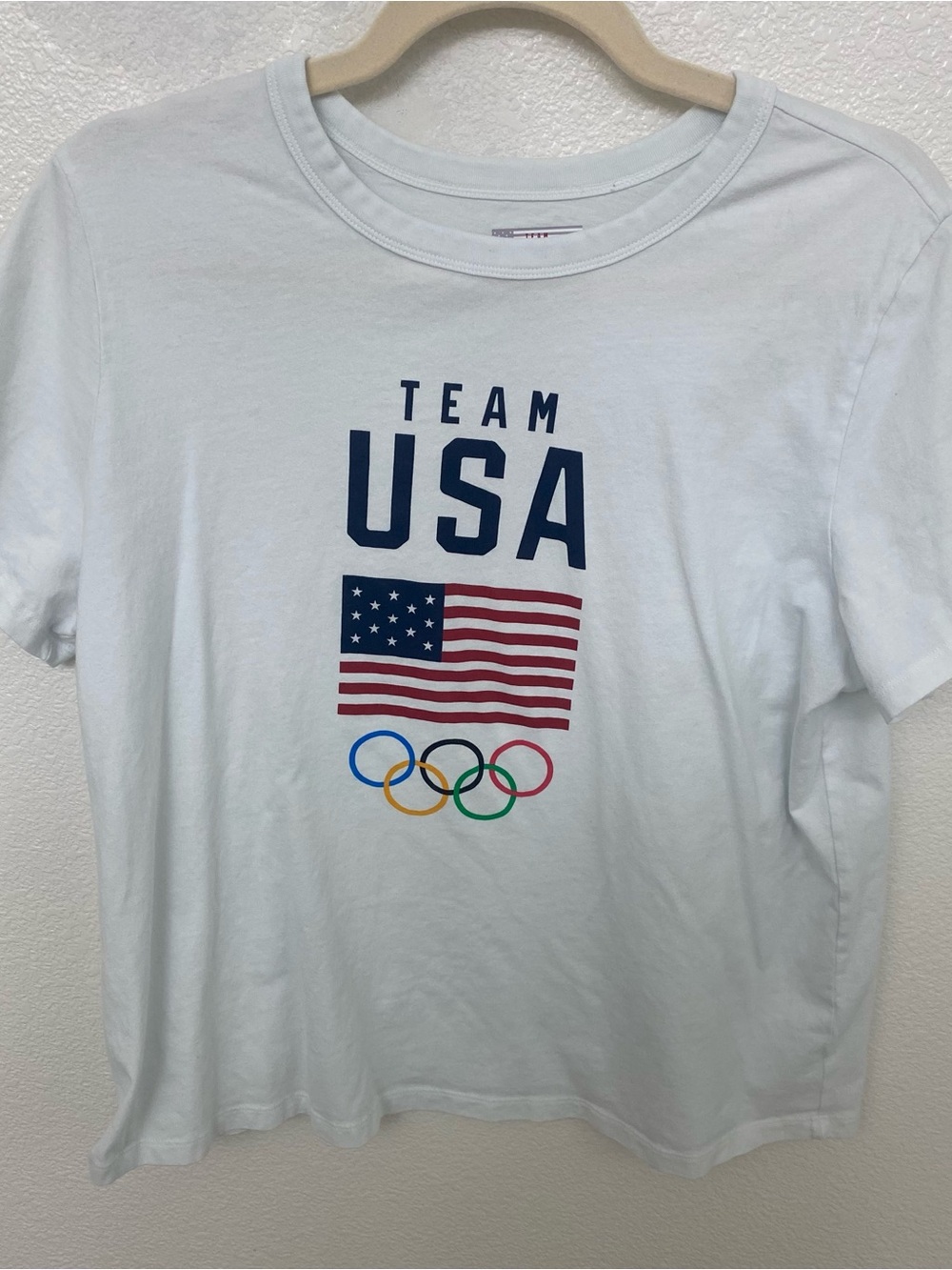 Team USA White Graphic Tee with Olympic Rings